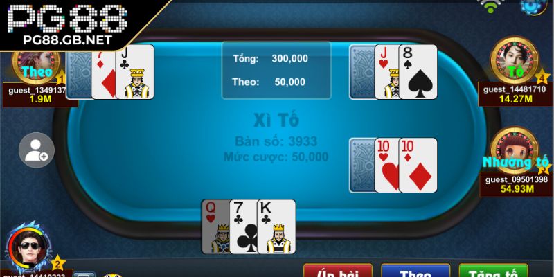 Các hành động cơ bản khi chơi Xì Tố PG88